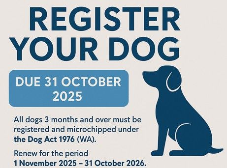 DOG OWNERS - REGISTRATIONS NOW DUE – RENEW BY 31 OCTOBER